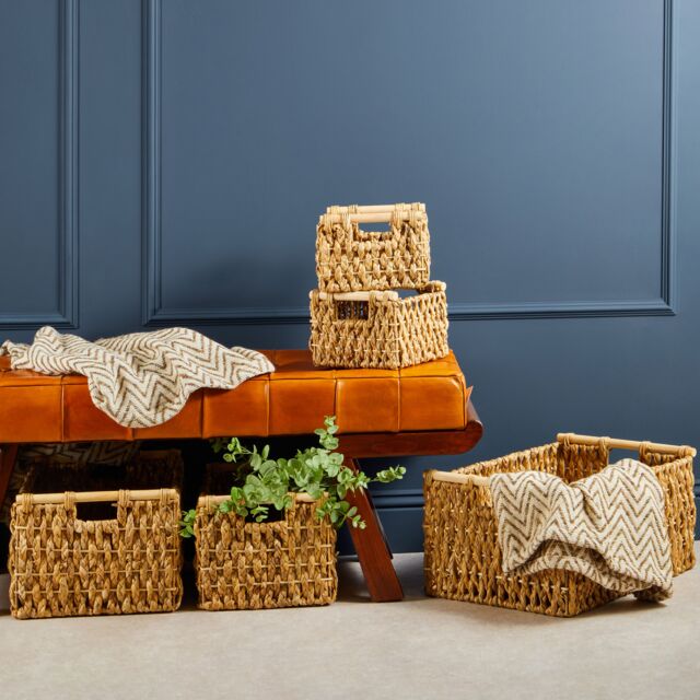 Orsina Lidi Set Of Five Water Hyacinth Storage Baskets in Natural - image 1