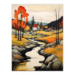 "Artery8 Wall Art Print Just Follow the River Countryside Autumn Landscape Poster Picture - Size: W18"" x H24""" - thumbnail 1