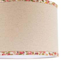 Happy Homewares Natural Oatmeal Linen Circular Lamp Shade with Colourful Floral Trims in Light Beige - Size: 12 inches - thumbnail 4