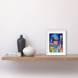 "Artery8 Wall Art Print Mosque At Midnight Folk Artwork Framed 9X7 Inch in White - Size: W7"" x H9""" - thumbnail 2
