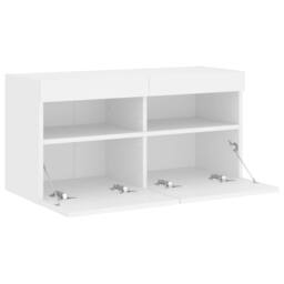 Berkfield Home TV Wall Cabinet with LED Lights White 80x30x40 cm - Size: 80 x 30 x 40 cm - thumbnail 8
