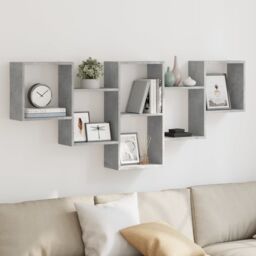Berkfield Home Wall Shelf Concrete Grey 159x18x66 cm Engineered Wood - Size: 159 x 18 x 66 cm - thumbnail 1