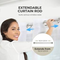 VOGREX Extendable Satin Nickel Steel Curtain Rod Set in Silver - thumbnail 6