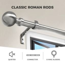 VOGREX Extendable Satin Nickel Steel Curtain Rod Set in Silver - thumbnail 5