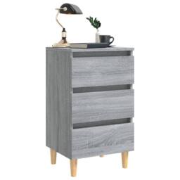 Berkfield Home Bed Cabinet with Solid Wood Legs Grey Sonoma 40x35x69 cm - Size: 40 x 35 x 69 cm - thumbnail 4