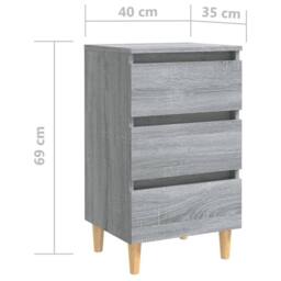 Berkfield Home Bed Cabinet with Solid Wood Legs Grey Sonoma 40x35x69 cm - Size: 40 x 35 x 69 cm - thumbnail 8