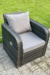 Fimous Single Reclining Rattan Arm Chair Adjustable With Cushion in Dark Grey - thumbnail 3