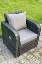 Fimous Single Reclining Rattan Arm Chair Adjustable With Cushion in Dark Grey - thumbnail 2