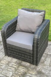 Fimous Single Reclining Rattan Arm Chair Adjustable With Cushion in Dark Grey - thumbnail 5