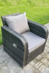Fimous Single Reclining Rattan Arm Chair Adjustable With Cushion in Dark Grey - thumbnail 4