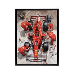 "Artery8 Grand Prix Race Car Wheel Change Framed Canvas Wall Art Print in Red - Size: W12"" x H16""" - thumbnail 1