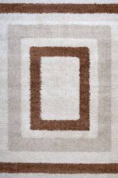 THE RUGS Moodi Border Design Shaggy Soft High Pile Living Room Rug & Runner in Terracotta - Size: 80 cm x 150 cm