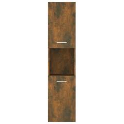 Berkfield Home Modern Bathroom Cabinet Smoked Oak 30x30x130 cm Engineered Wood in Brown - Size: 30 x 30 x 130 cm - thumbnail 7
