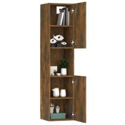 Berkfield Home Modern Bathroom Cabinet Smoked Oak 30x30x130 cm Engineered Wood in Brown - Size: 30 x 30 x 130 cm - thumbnail 5