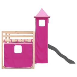 Berkfield Home Bunk Bed without Mattress with Slide & Curtains Pink 80x200 cm - thumbnail 9