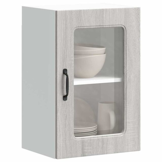 Berkfield Home Kitchen Wall Cabinet with Glass Door Kalmar Grey Sonoma Engineered Wood - image 1