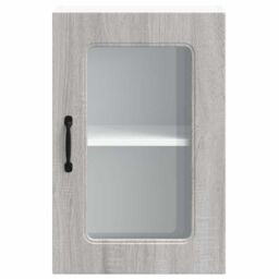 Berkfield Home Kitchen Wall Cabinet with Glass Door Kalmar Grey Sonoma Engineered Wood - thumbnail 6