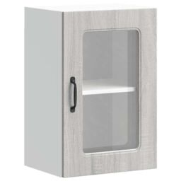 Berkfield Home Kitchen Wall Cabinet with Glass Door Kalmar Grey Sonoma Engineered Wood - thumbnail 2