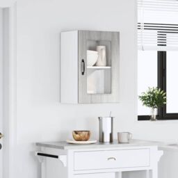 Berkfield Home Kitchen Wall Cabinet with Glass Door Kalmar Grey Sonoma Engineered Wood - thumbnail 3