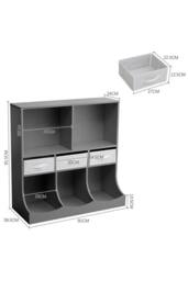Kids'3-Tier Open Storage Cabinet for Toys & Books in Grey - thumbnail 2