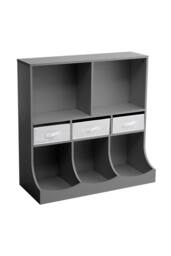 Kids'3-Tier Open Storage Cabinet for Toys & Books in Grey - thumbnail 6