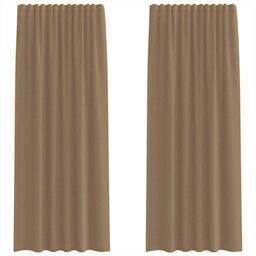 Berkfield Home Voile Curtains with Rod Pockets 2 pcs Light Brown - thumbnail 2