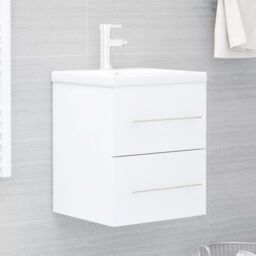 Berkfield Home Sink Cabinet with Built-in Basin White Engineered Wood - thumbnail 1