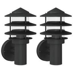 Berkfield Home Outdoor Wall Lights 2pcs Black Stainless Steel - thumbnail 3