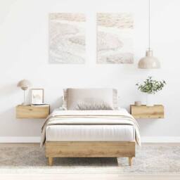 Berkfield Home Bed Frame No Mattress Artisan Oak 75x190 cm Small Single Wood in Brown - thumbnail 2