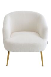 Living and Home Teddy Fabric Armchair with Metal Legs in White - thumbnail 4