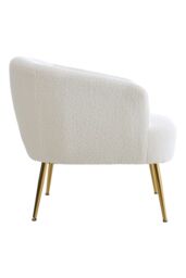 Living and Home Teddy Fabric Armchair with Metal Legs in White - thumbnail 3