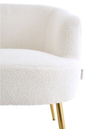 Living and Home Teddy Fabric Armchair with Metal Legs in White - thumbnail 5
