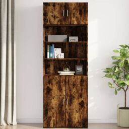 Berkfield Home Wall Cabinet Smoked Oak 80x42.5x40 cm Engineered Wood in Brown - thumbnail 3