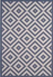 THE RUGS Outdoor Indoor Geometric Diamond Rug Blue Ivory Weather Resistant - Size: 200 cm x 290 cm - thumbnail 2