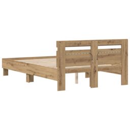 Berkfield Home Oak Bed Frame Artisan Oak Engineered Wood 120 x 190 cm Durable in Beige - thumbnail 7