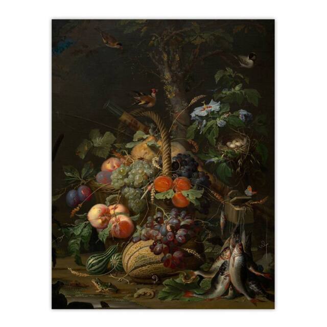 "Artery8 Still Life with Fruit Fish & a Nest Mignon Wall Art Poster Print - Size: W24"" x H32""" - image 1