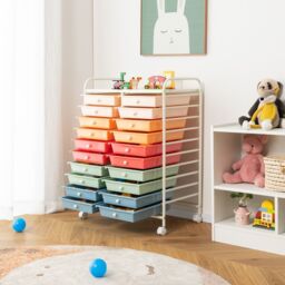 Costway 20 Drawers Storage Trolley Mobile Rolling Utility Cart Home Office Organizer - thumbnail 2