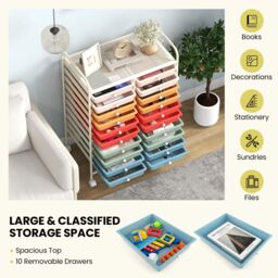 Costway 20 Drawers Storage Trolley Mobile Rolling Utility Cart Home Office Organizer - thumbnail 4