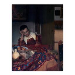 Artery8 Johannes Vermeer Framed Wall Art A Maid Asleep Portrait Painting - Size: A4 - thumbnail 3