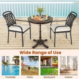 Costway 60CM Round Patio Dining Table Cast Aluminum Dining Table-Bronze in Brown - thumbnail 4