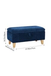 Living and Home Chenille Upholstered Storage Ottoman in Indigo - Size: Small - thumbnail 4