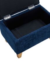 Living and Home Chenille Upholstered Storage Ottoman in Indigo - Size: Small - thumbnail 7