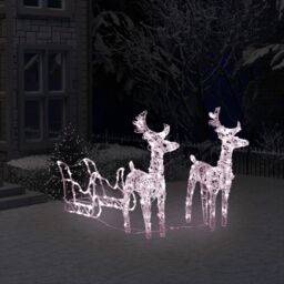 Berkfield Home Reindeers & Sleigh Christmas Decoration 160 LEDs 130 cm Acrylic