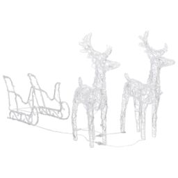 Berkfield Home Reindeers & Sleigh Christmas Decoration 160 LEDs 130 cm Acrylic - thumbnail 3
