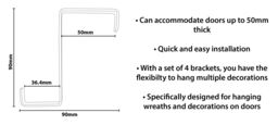 "Xmas Haus Z Door Brackets 50mm 2"" Set of 4 in White" - thumbnail 2