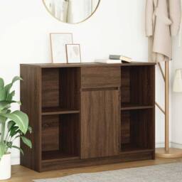 Berkfield Home Sideboard with Drawer Brown Oak 101x35x76 cm Engineered Wood - Size: 101 x 35 x 76 cm - thumbnail 2