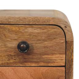 Direct Wicker Solid Wood Extra Mini Curved Oak-ish Bedside, 2 Drawers in Brown - Size: 1 Pack - thumbnail 3