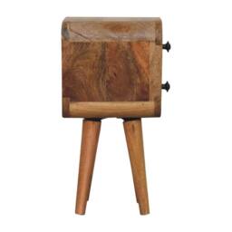 Direct Wicker Solid Wood Extra Mini Curved Oak-ish Bedside, 2 Drawers in Brown - Size: 1 Pack - thumbnail 7