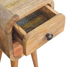 Direct Wicker Solid Wood Extra Mini Curved Oak-ish Bedside, 2 Drawers in Brown - Size: 1 Pack - thumbnail 5