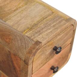 Direct Wicker Solid Wood Extra Mini Curved Oak-ish Bedside, 2 Drawers in Brown - Size: 1 Pack - thumbnail 4